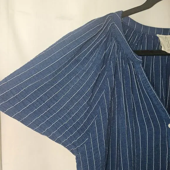 Joie Women's Blue Pin Striped Pullover Cotton Rayon Top Size 1X - Picture 7 of 8